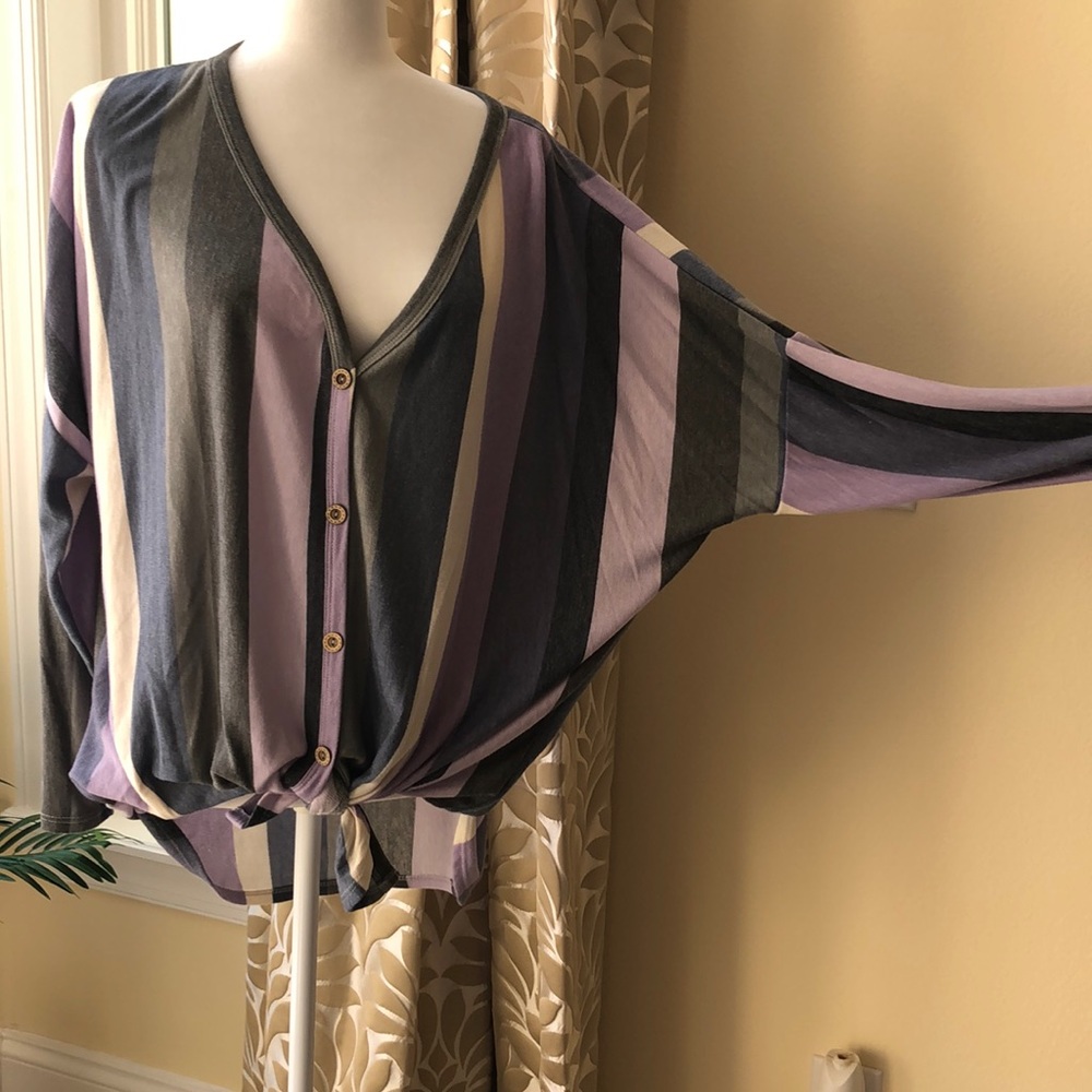 Button down stripe sweater. Soft and light weight